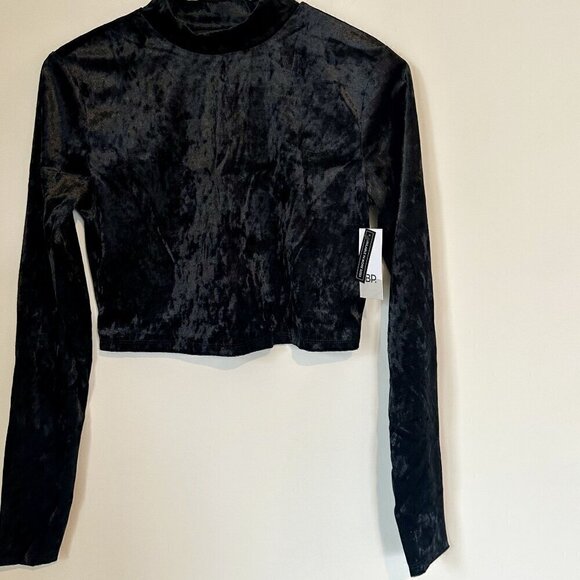NWT BP by Nordstrom Mock Neck Velvet Long Sleeve Crop Top - M - Picture 5 of 6